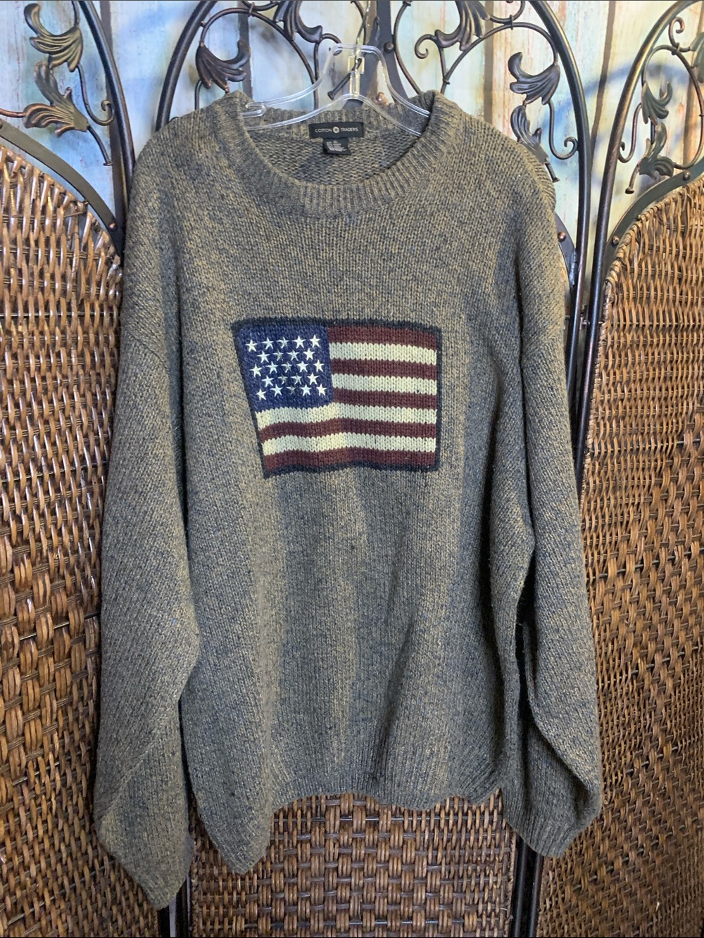 Cotton Traders Americana American Flag Sweater Size XL